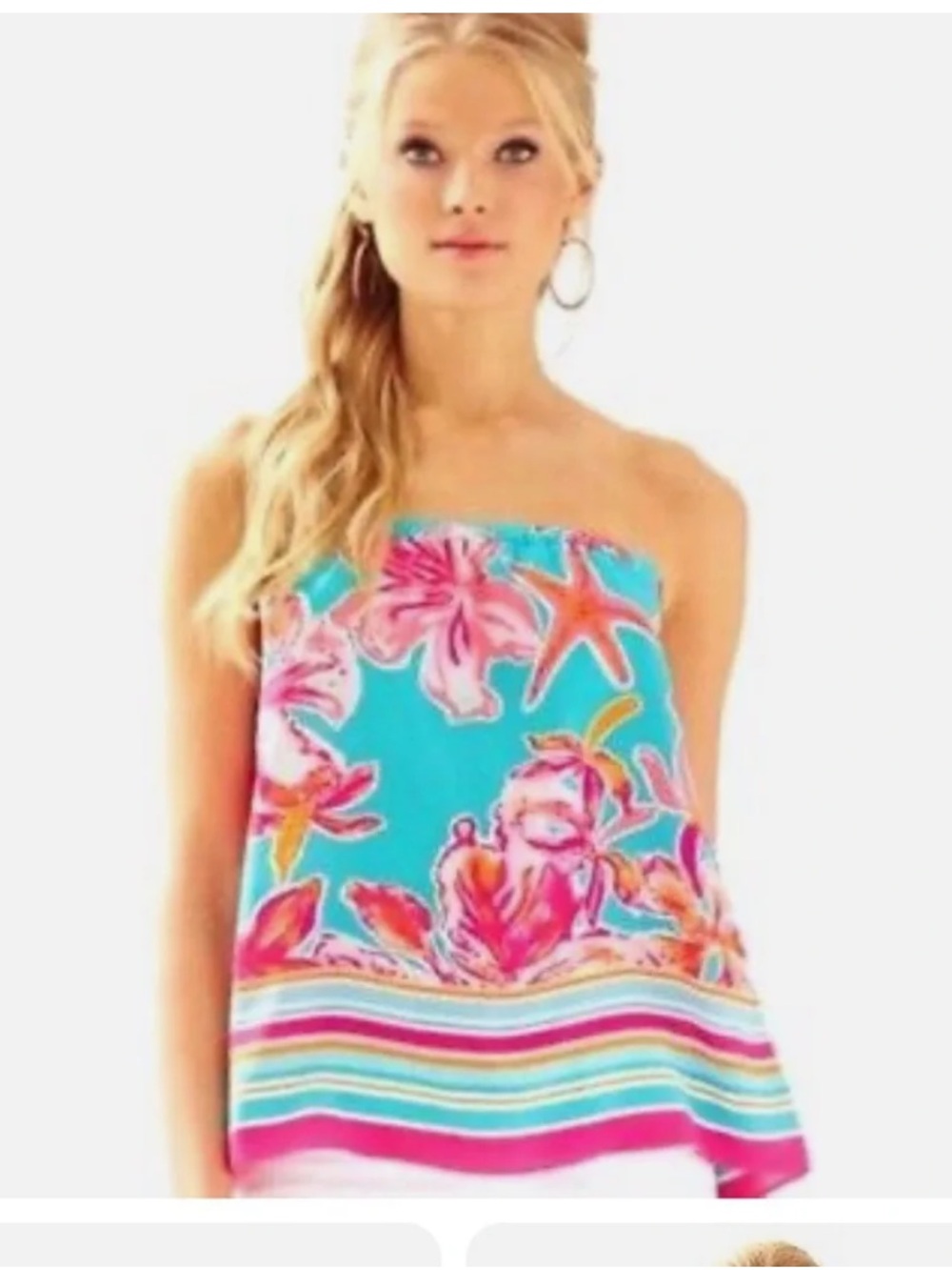 LILLY PULITZER SILK ODESSA TOP SEA BLUE